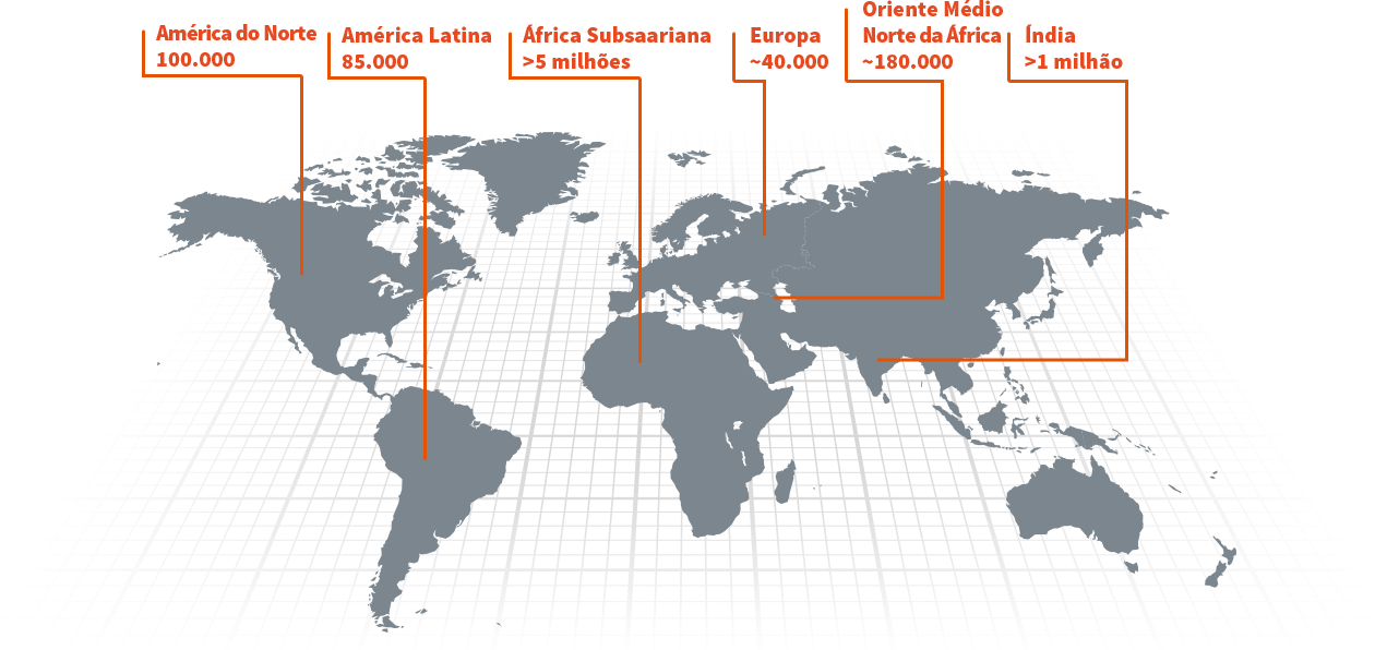 Mapa da prevalência da doença falciforme ao redor do mundo